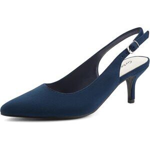 🆕 Women Blue Low Pumps Closed Pointed Toe Kitten Heels Party Dressy Shoes